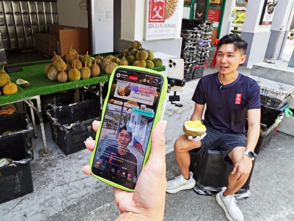 Mr Raay Lim started live-selling durians on TikTok in 2023. 