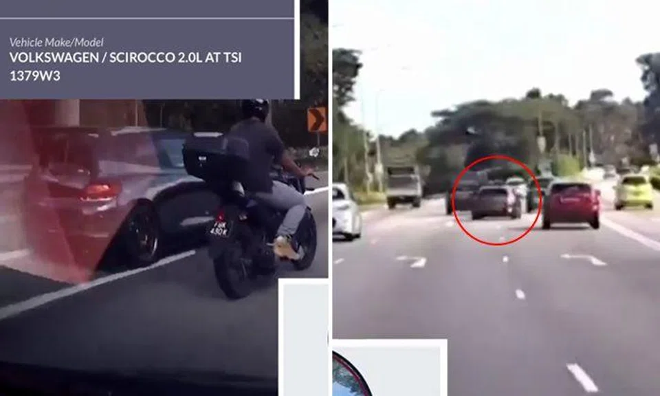 Volkswagen without rear licence plate overtakes other motorists like a menace on BKE
