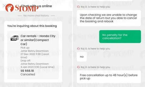 Stomper: "We started by seeking assistance to reduce the duration of the rental by a day but were told that they would not be able to do adjustments to the duration of the booking. But we would be able to cancel the booking, qualify for a full refund since it was less than two days of booking, and we can make a fresh booking."