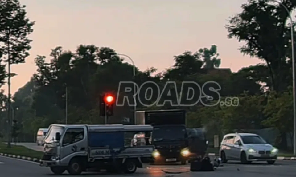 The accident involved a motorcycle, a car, a van and three lorries.