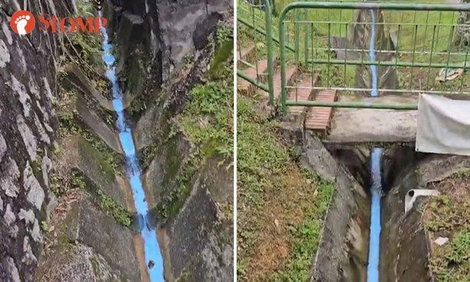 Water in Bukit Timah drain turns unnatural shade of blue, PUB monitoring situation