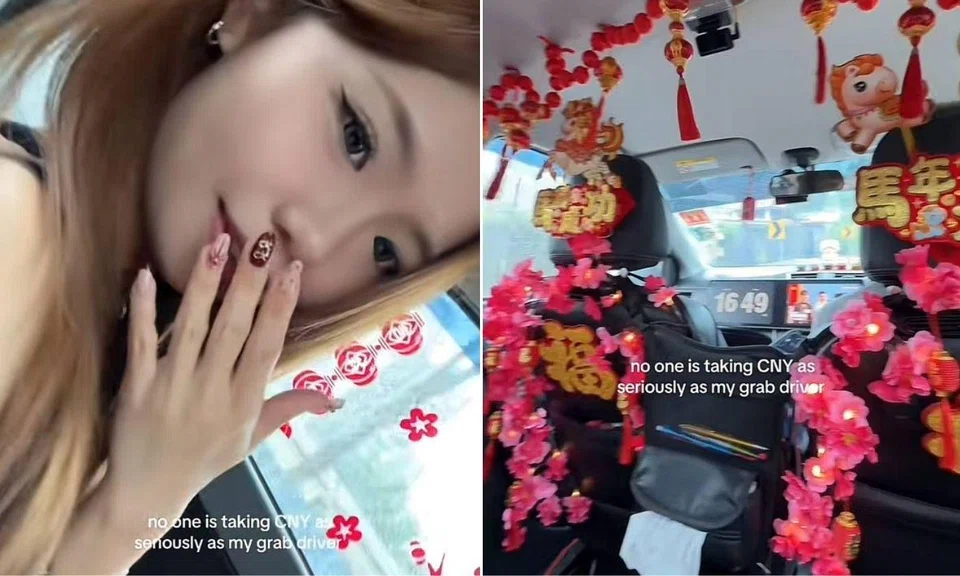 The TikToker said she was wowed by the interior when she opened the Grab car door.