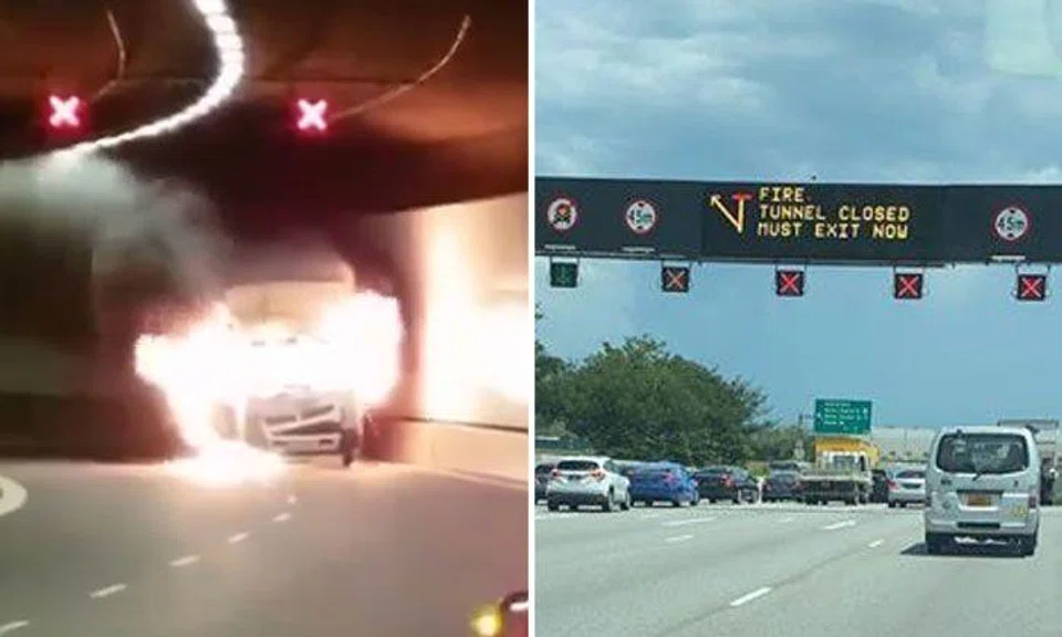 Lorry catches fire in KPE tunnel at Upper Paya Lebar Road exit
