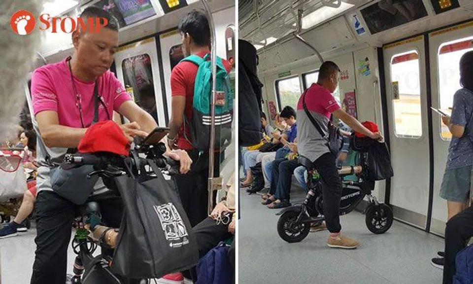 Man rides PMD into train on North South Line