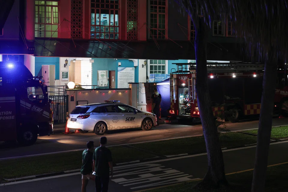 SCDF vehicles seen outside the Al-Istiqamah Mosque in Serangoon North on Sept 24.