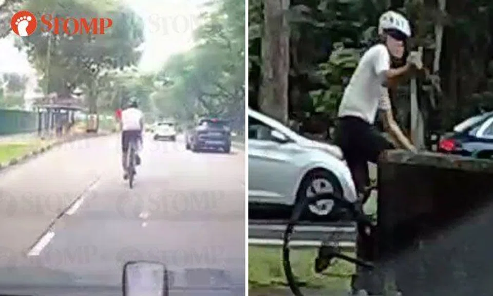 Cyclist shows middle finger after getting honked at along Upper Thomson Road