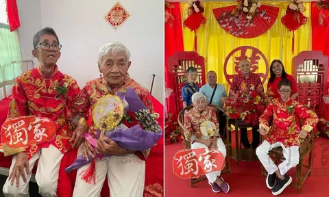 Hu Rui Rong, 91, and Wu Cai Xing, 67, tied the knot in their Penang nursing home on March 17, after three months of courtship.