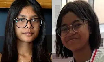 The girls are 14-year-old Ms El Amrithanjali (left) and 13-year-old Ms Daeng Nur’adriani Binte Daeng Muhammad Fairus (right).