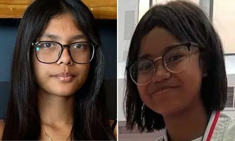 The girls are 14-year-old Ms El Amrithanjali (left) and 13-year-old Ms Daeng Nur’adriani Binte Daeng Muhammad Fairus (right).