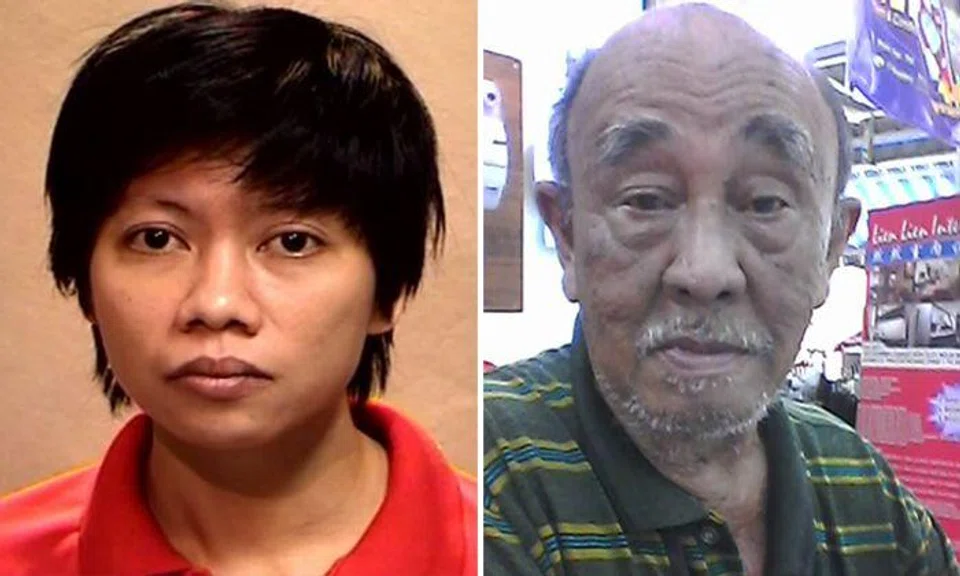 Left: Woo Mui Mee was convicted on 20/3/2017 to 3 years’ imprisonment. Right: Retiree William Wong Keng Woo was found dead in his three-room flat in Block 114, Yishun Ring Road, following a violent tussle involving his tenant.