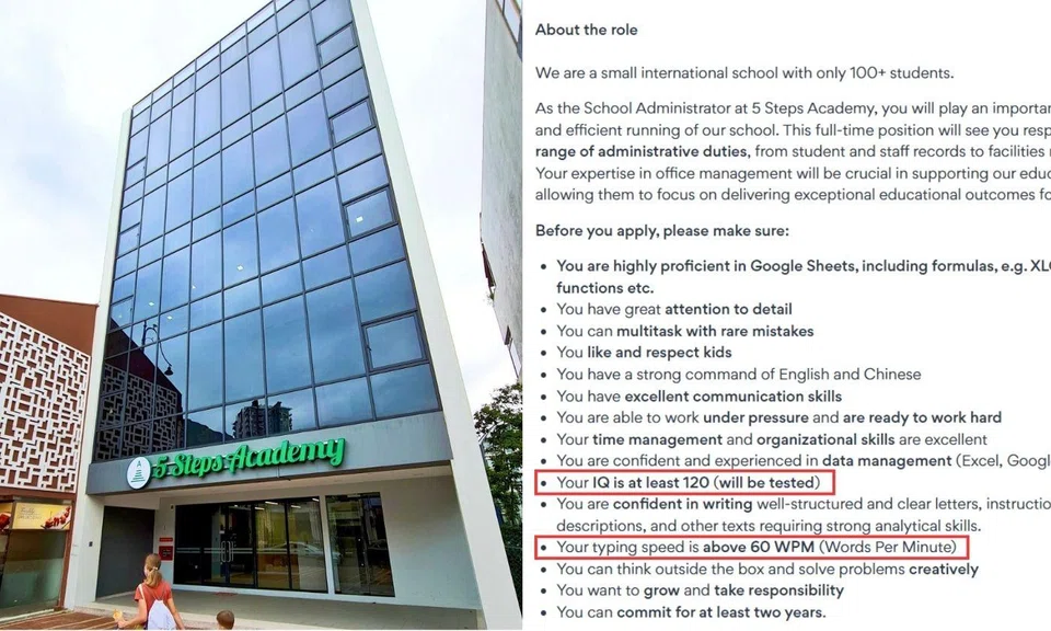 An international school in East Coast is looking for a candidate with an IQ of 120 to fill the role of school administrator.