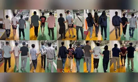 A total of 11 men and one woman, aged between 17 and 40, were arrested for their suspected involvement in the recent spate of banking-related malware scam cases. Photos: Singapore Police Force