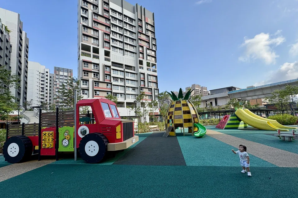 Pretend to harvest pineapples, bananas and watermelons before hopping on a red