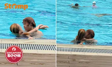 Mum uncomfortable with couple kissing in Bukit Canberra pool