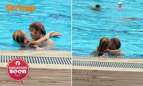 Mum uncomfortable with couple kissing in Bukit Canberra pool