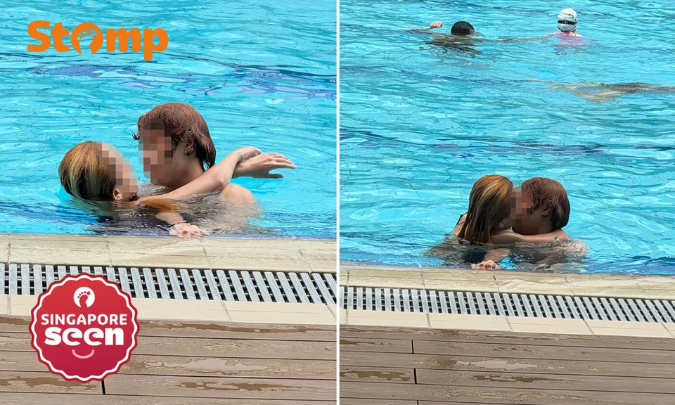 Mum uncomfortable with couple kissing in Bukit Canberra pool