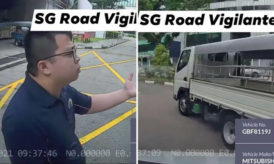 Motorist confronts lorry driver for cutting in front of him at Suntec City roundabout