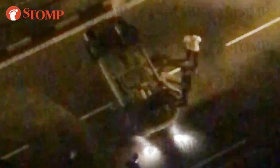 Car flips over in AMK accident with taxi, 65-year-old driver arrested for suspected drink-driving