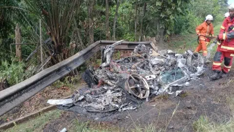 Singapore-registered sports car crashes and catches fire in Malaysia