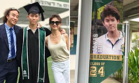 Good-looking parents Allan Wu and Wong Li Lin attend graduation of equally good-looking son