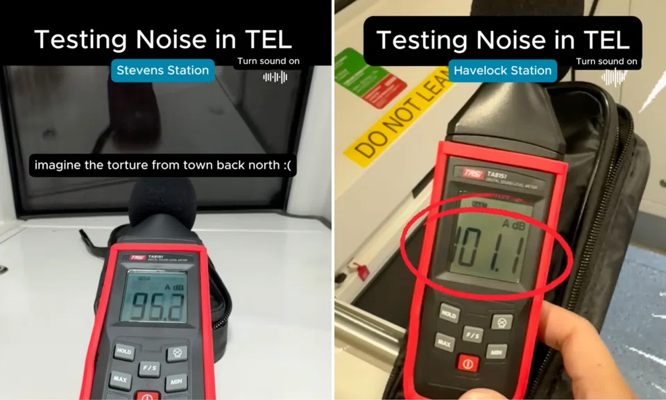 A TikTok user found that noise exposure levels on the Thomson-East Coast Line exceed healthy noise levels.
