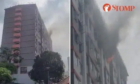Stomper Jimmy shared a video showing smoke coming out of the windows on the second highest storey of the HDB block.
