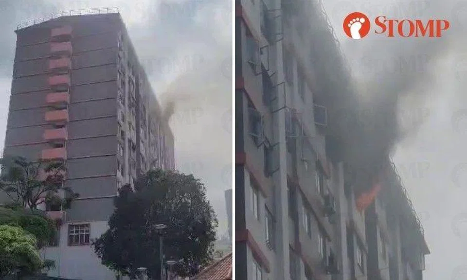 Stomper Jimmy shared a video showing smoke coming out of the windows on the second highest storey of the HDB block.