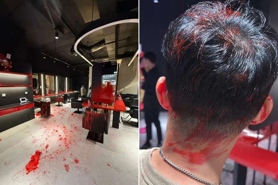 44-year-old Douglas Ang shared his experience on Facebook on Oct 11, describing how masked men threw red paint at staff and customers at the salon.