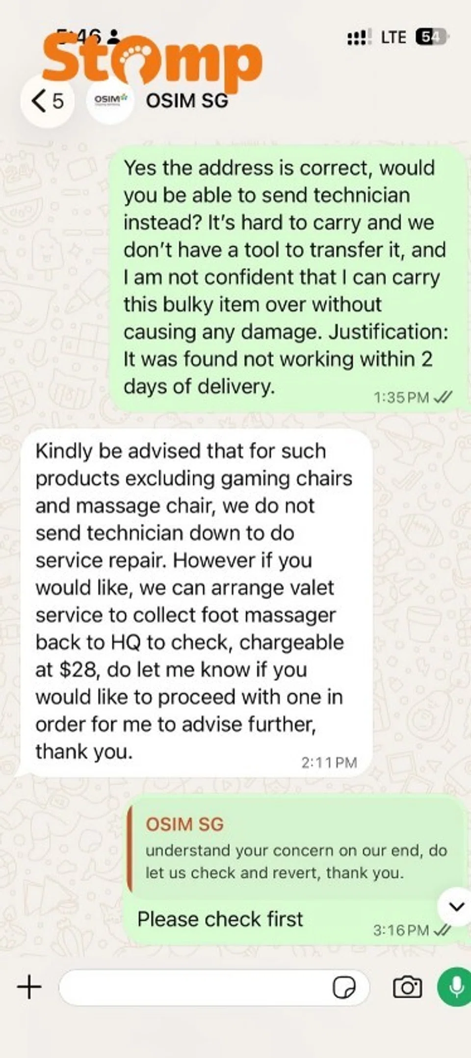 Osim customer ‘genuinely regrets’ buying leg massager that was defective on first use and delivered 5 hours late