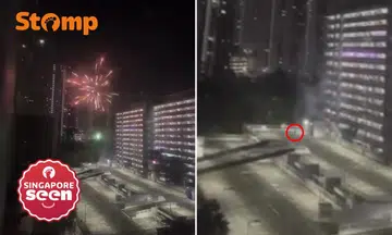 Fireworks being set off from the multi-storey carpark at Block 16A Ghim Moh Road.