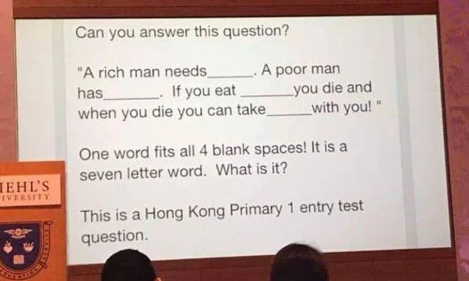 Are you smarter than a Primary 1 student?