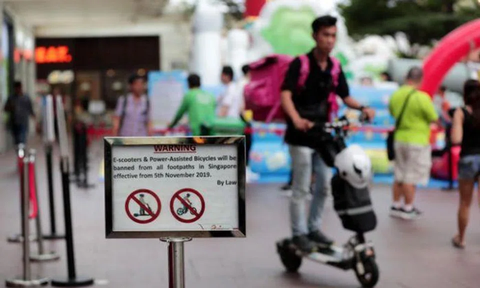 Since the ban from footpaths, e-scooters can only be ridden on the 440km of cycling paths islandwide. Photo: The Straits Times