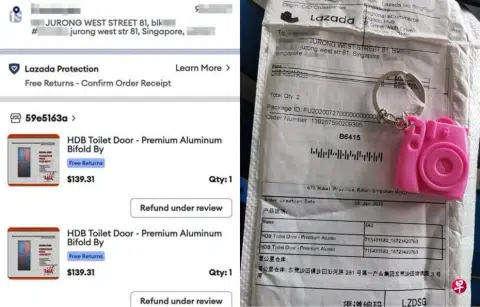 Man orders bi-fold doors on Lazada but receives plastic keychain instead
