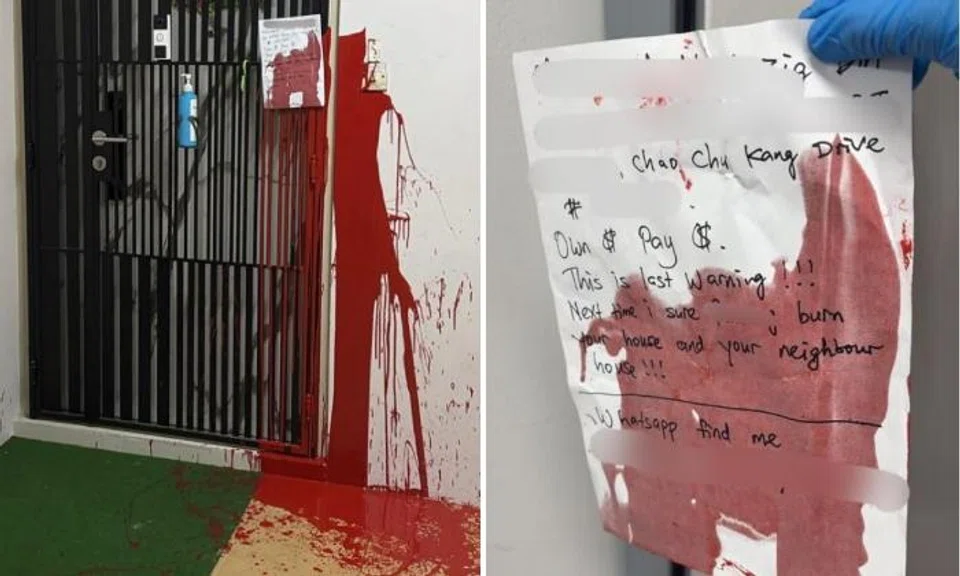 Man, 63, arrested for splashing red paint on Choa Chu Kang flat in loanshark harassment case