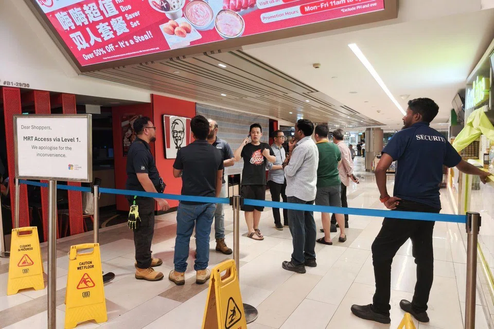 An area near the KFC restaurant at City Square Mall was closed off due to water leak on Sept 3. 
