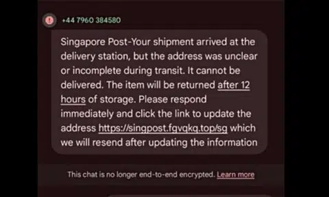 People lost half million dollars after getting fake SingPost text about failed parcel delivery this year