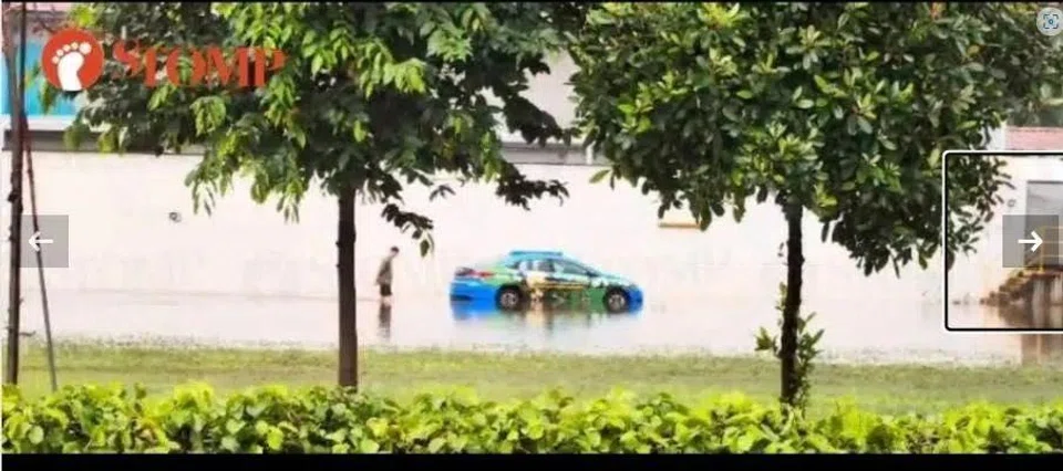Flooding near Marina Bay MRT Station on March 21.