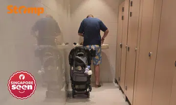Man changes baby’s diaper in women’s toilet at Wheelock Place