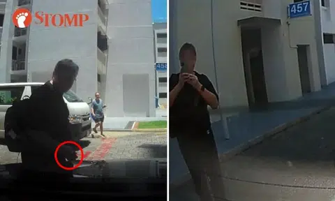 PHV driver calls out pedestrian who 'hit' her car for blocking his way and threatened to call police