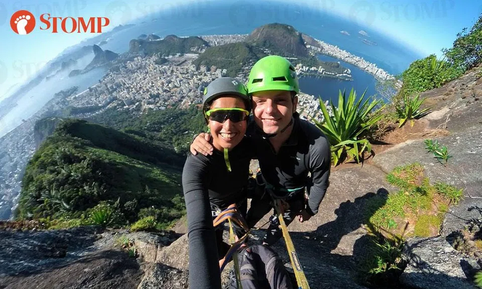 Michelle Verma and Mariusz Kozlowski climbing Brazil Corovado a.k.a Christ the Redeemer in 2024.