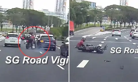 A 27-year-old male motorcyclist was conveyed to the hospital after crashing into the rear end of a car on the Pan Island Expressway on Feb 14.