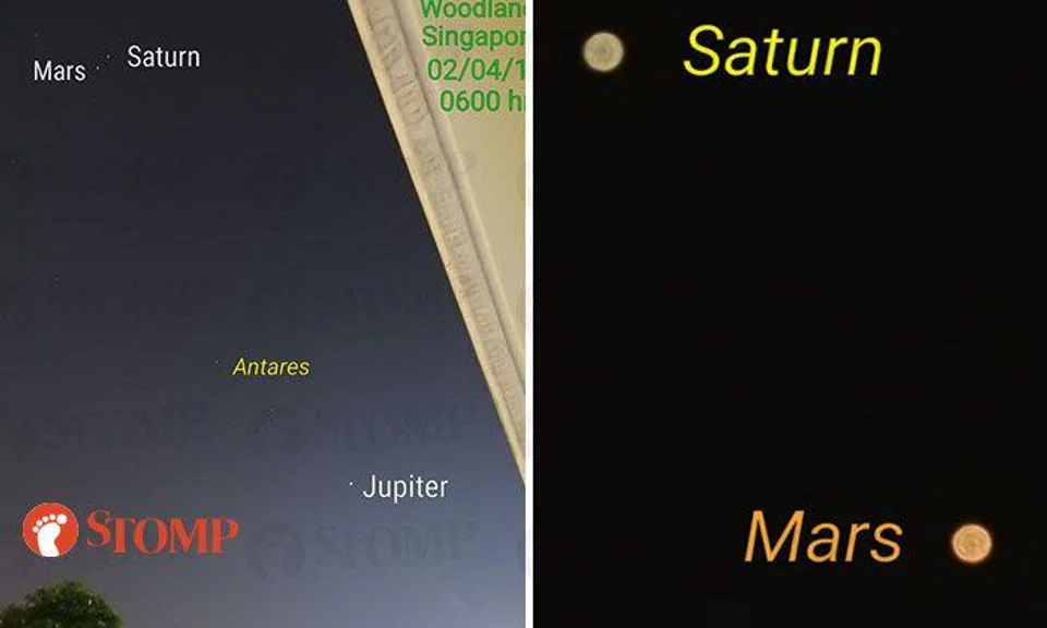 Spectacular view of Mars and Saturn in conjunction light up the sky