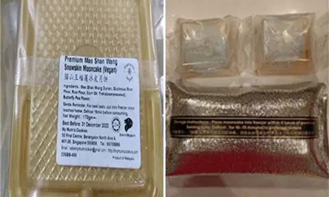 SFA recalls My Mum's Cookies Premium Mao Shan Wang Snowskin Mooncake due to E coli bacteria