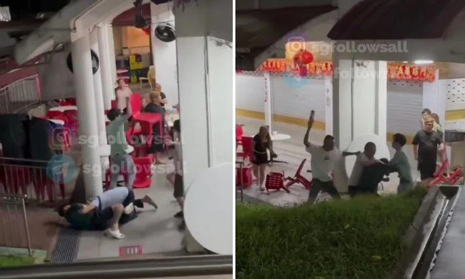 Men beat each other with chairs and beer bottle in AMK coffee shop brawl at midnight, 3 arrested