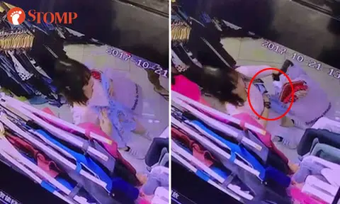 Woman caught on video tucking dress under her arm at Bugis Street shop