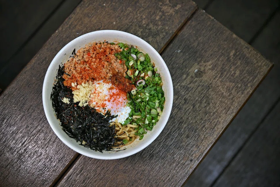 Spicy Mazesoba from Menya Horikawa at Woodleigh Village Hawker Centre.