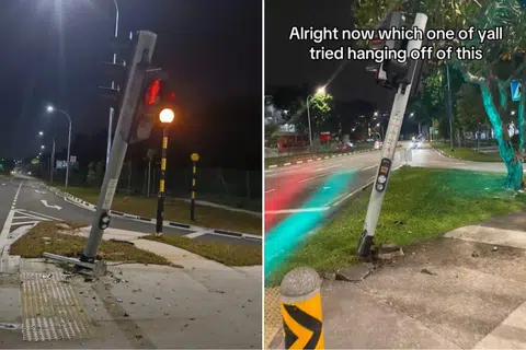 Netizens have been sharing photos of traffic lights that are noticeably slanted.