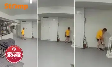 Man caught on camera 'weirdly' putting on women's shoes outside Stomper's Tampines flat at 1.05am