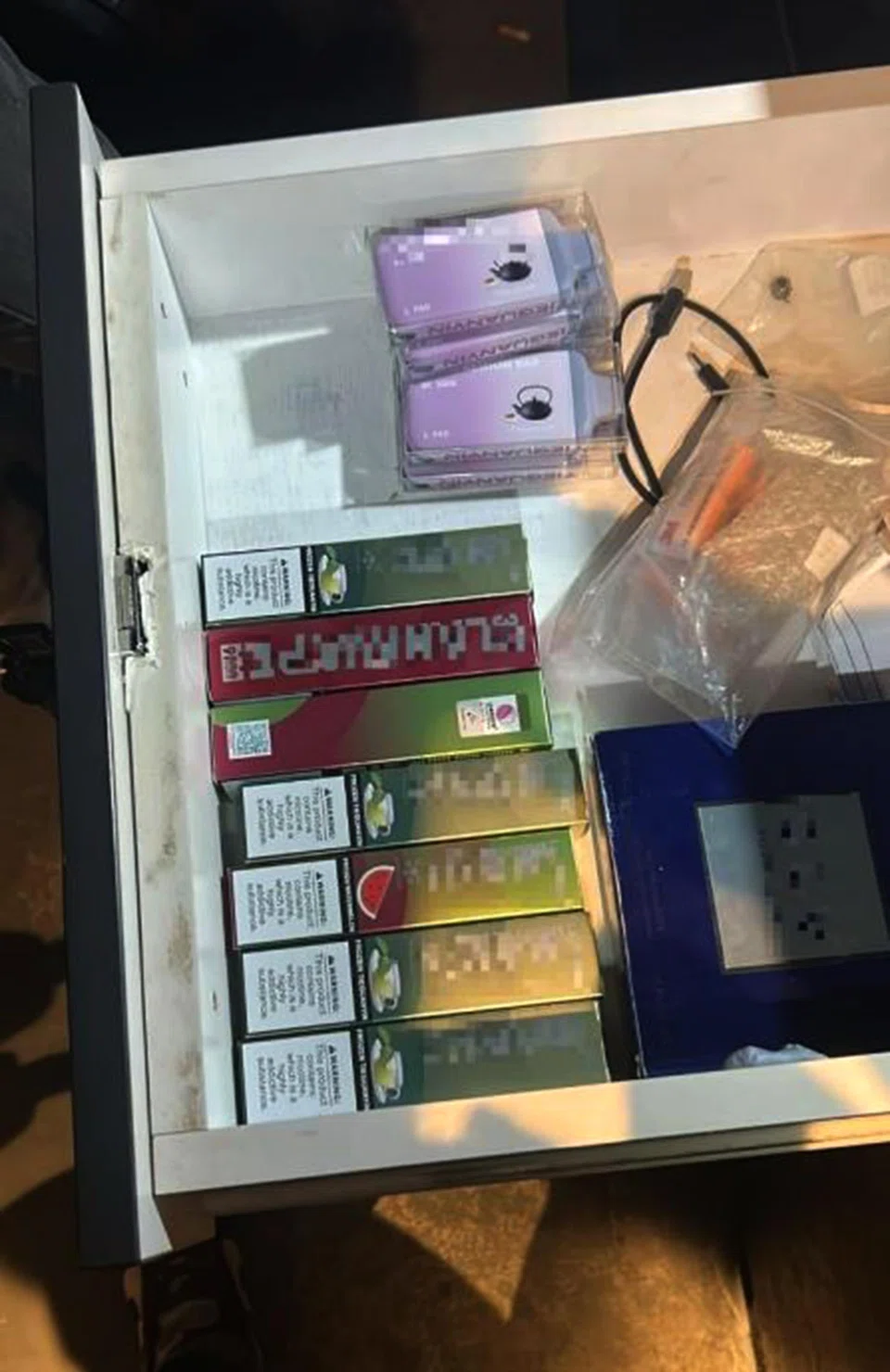 E-vaporisers and related components seized during a raid at a nightclub in Coleman Street on May 15.