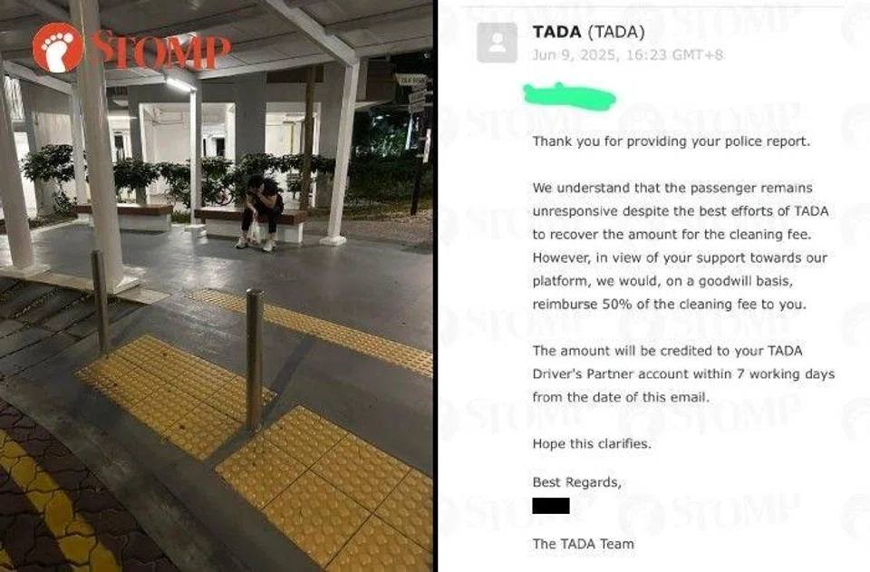 Tada passenger vomits